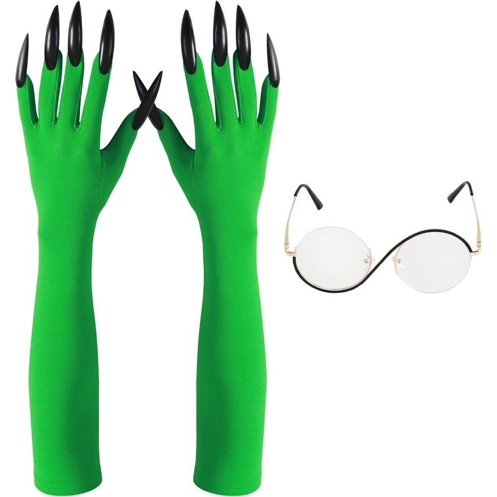 Women Witch Costume Accessories Gloves Glasses Cosplay Party Dress Up